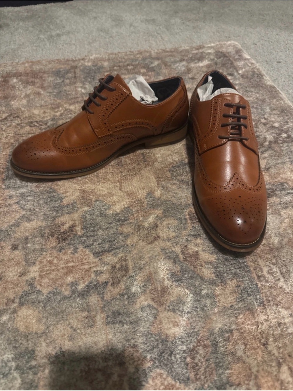 Men's Brown Leather Wingtip Derby Shoes